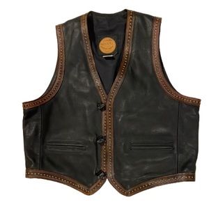 NWOT Genuine black and brown leather vest size 3 XL